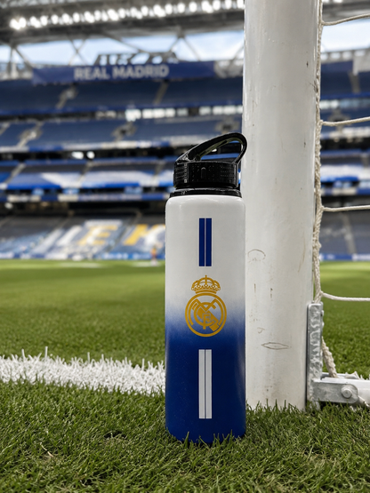 Official Real Madrid Aluminium Water Bottle – White & Blue Reusable Sports Bottle