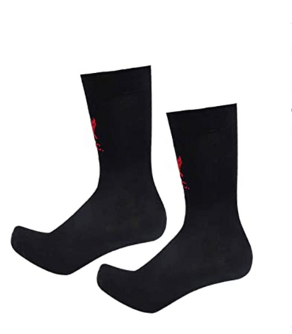 Official Liverpool FC Socks – Men’s Black & Red LFC Logo | UK 8-11 (EU 42-46) | Cotton Football Fan Gift